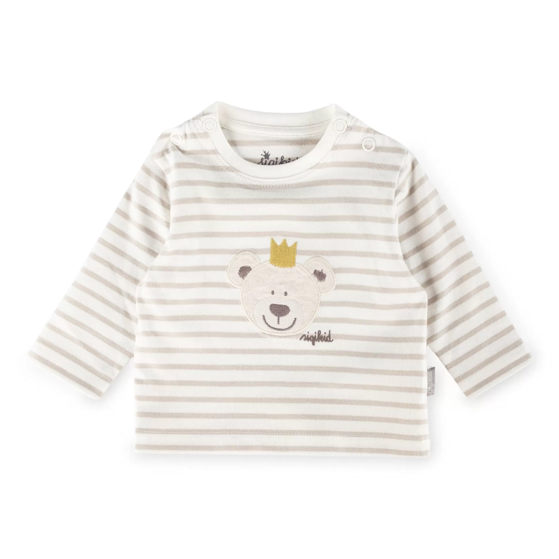 Bebe Sigikid Baby Langarm Ringelshirt Kronchen Bar, Beige