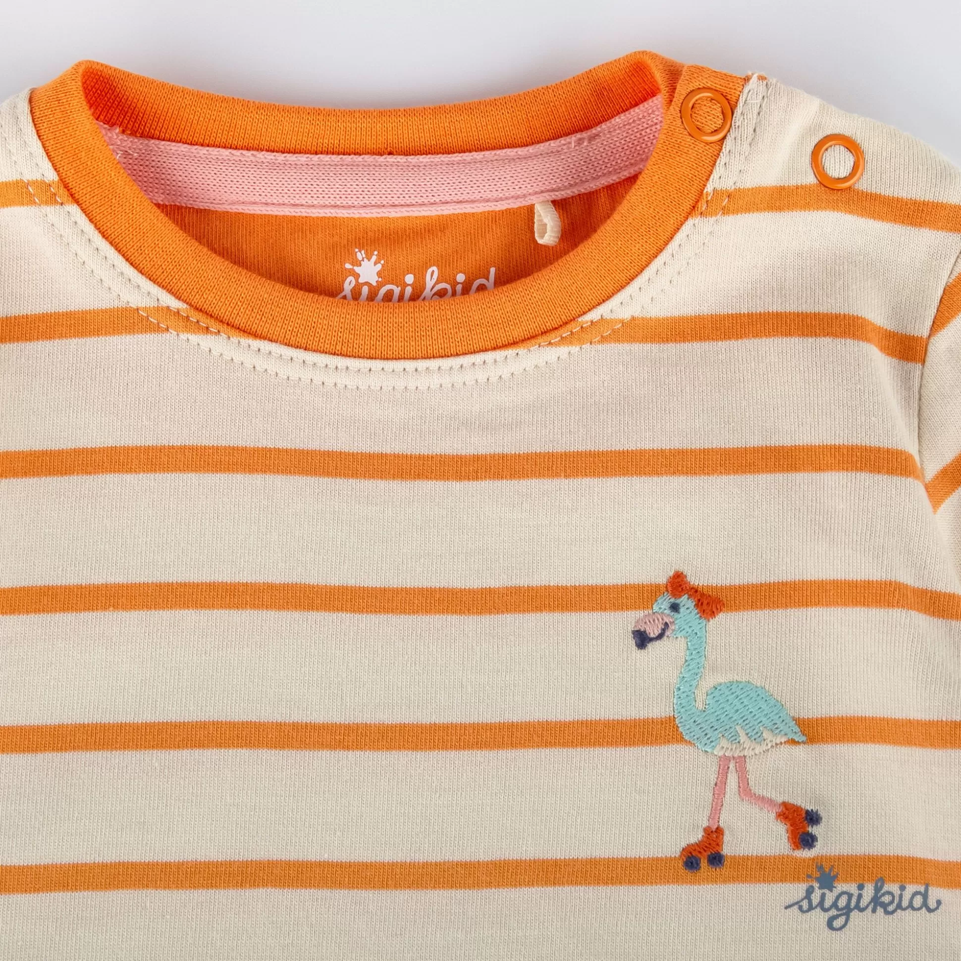 Bebe Sigikid Baby Langarm Ringelshirt, Orange-Weis