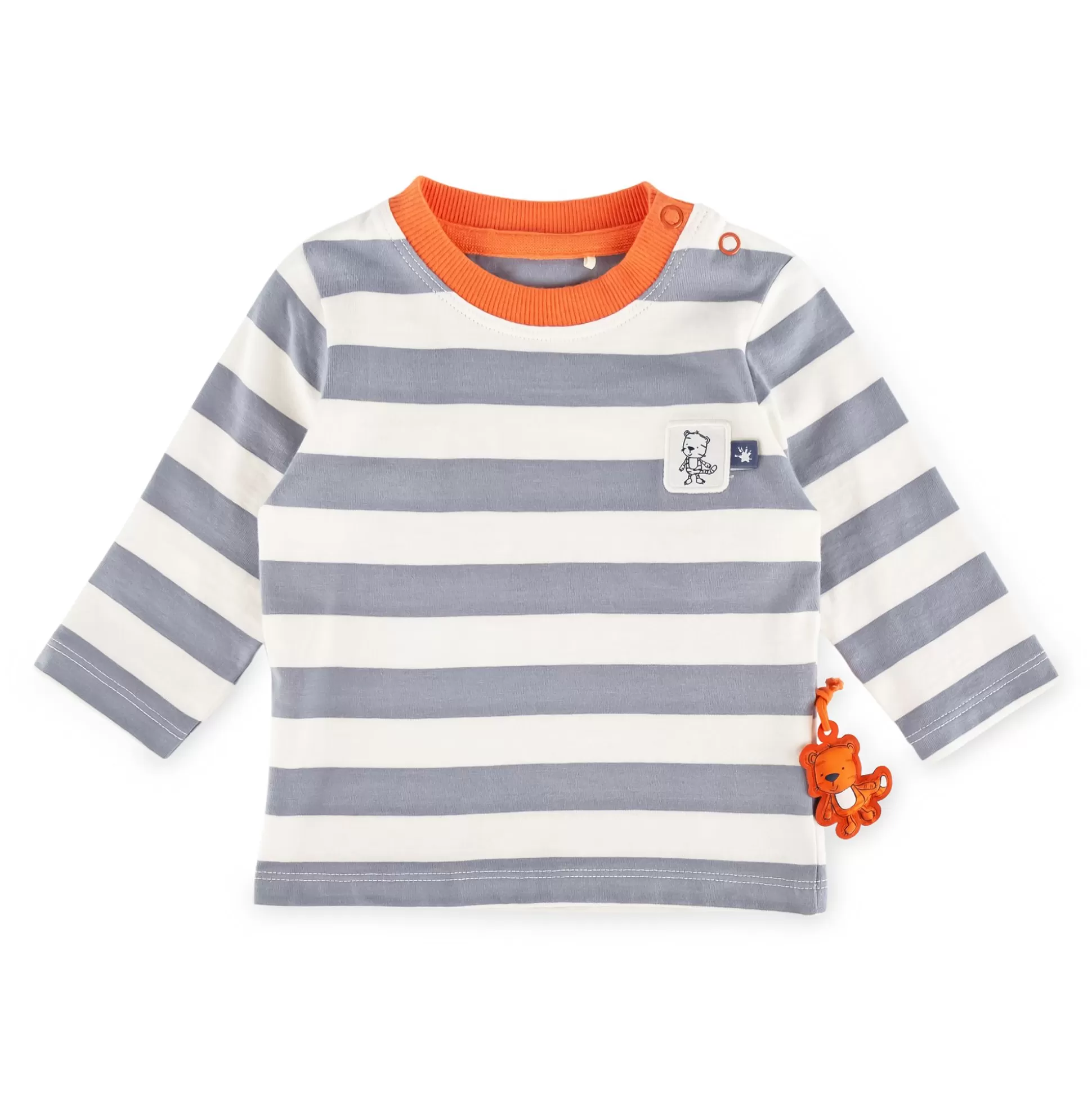 Bebe Sigikid Baby Langarmshirt Mit Tiger Patch, Grau-Weis Gestreift