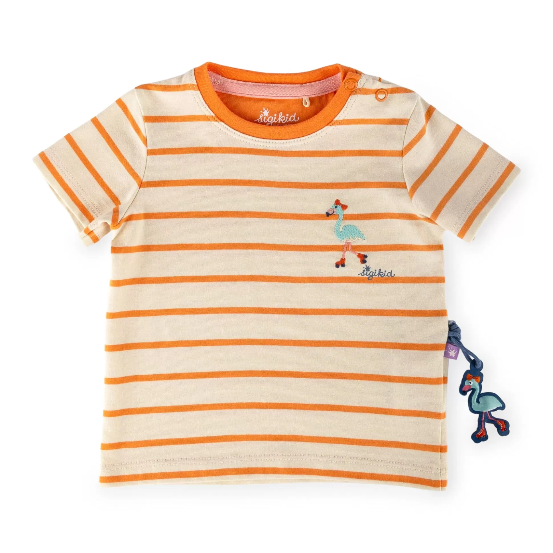 Bebe Sigikid Baby Ringel T-Shirt Flamingo, Orange-Weis