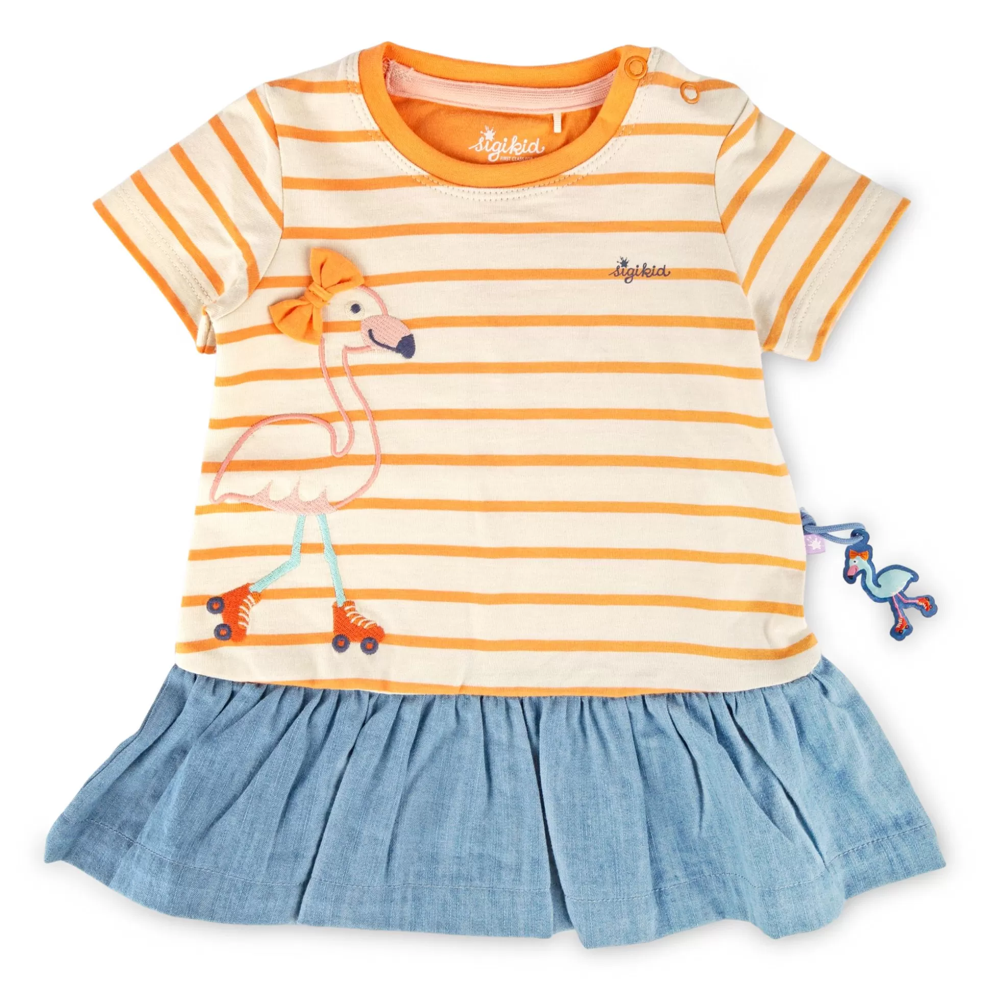 Bebe Sigikid Baby Ringelkleid Flamingo, Orange-Weis