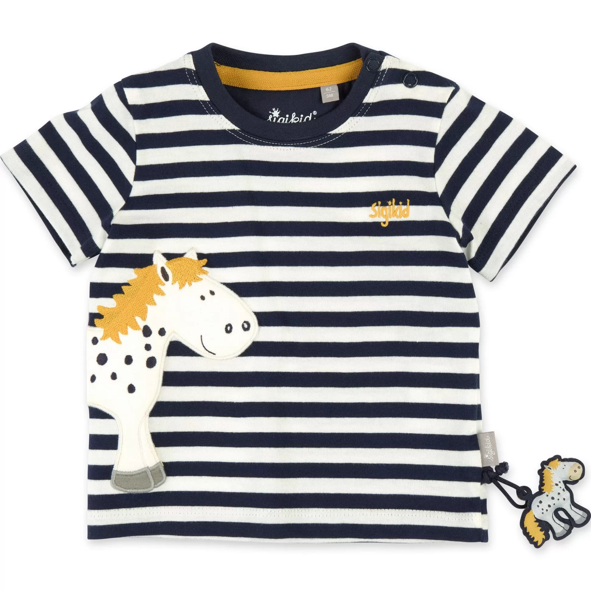 Bebe Sigikid Baby T-Shirt Pony, Blau-Weis Geringelt