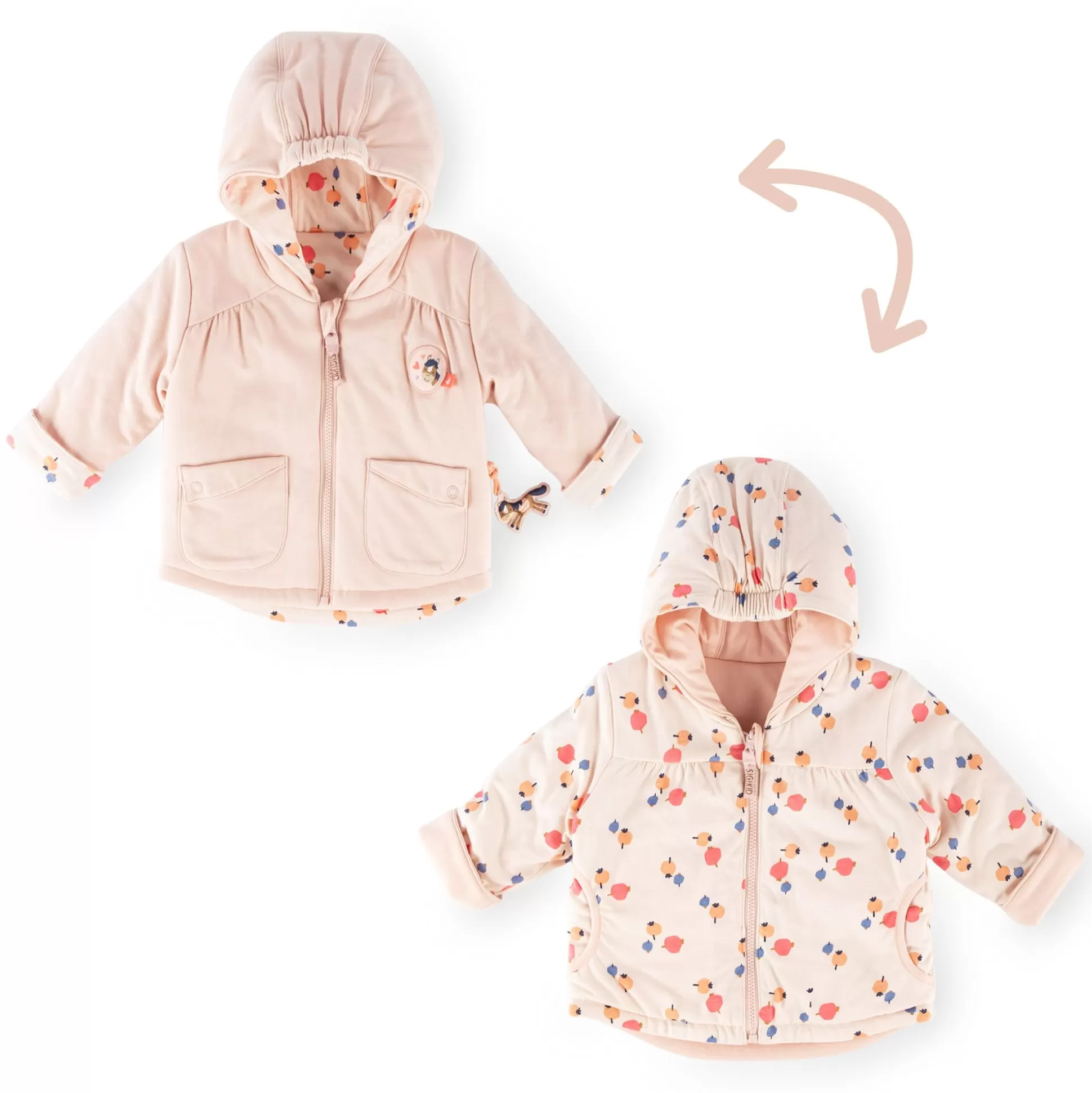 Bebe Sigikid Baby Wendejacke Wattiert, Rosa Oder Beeren Print