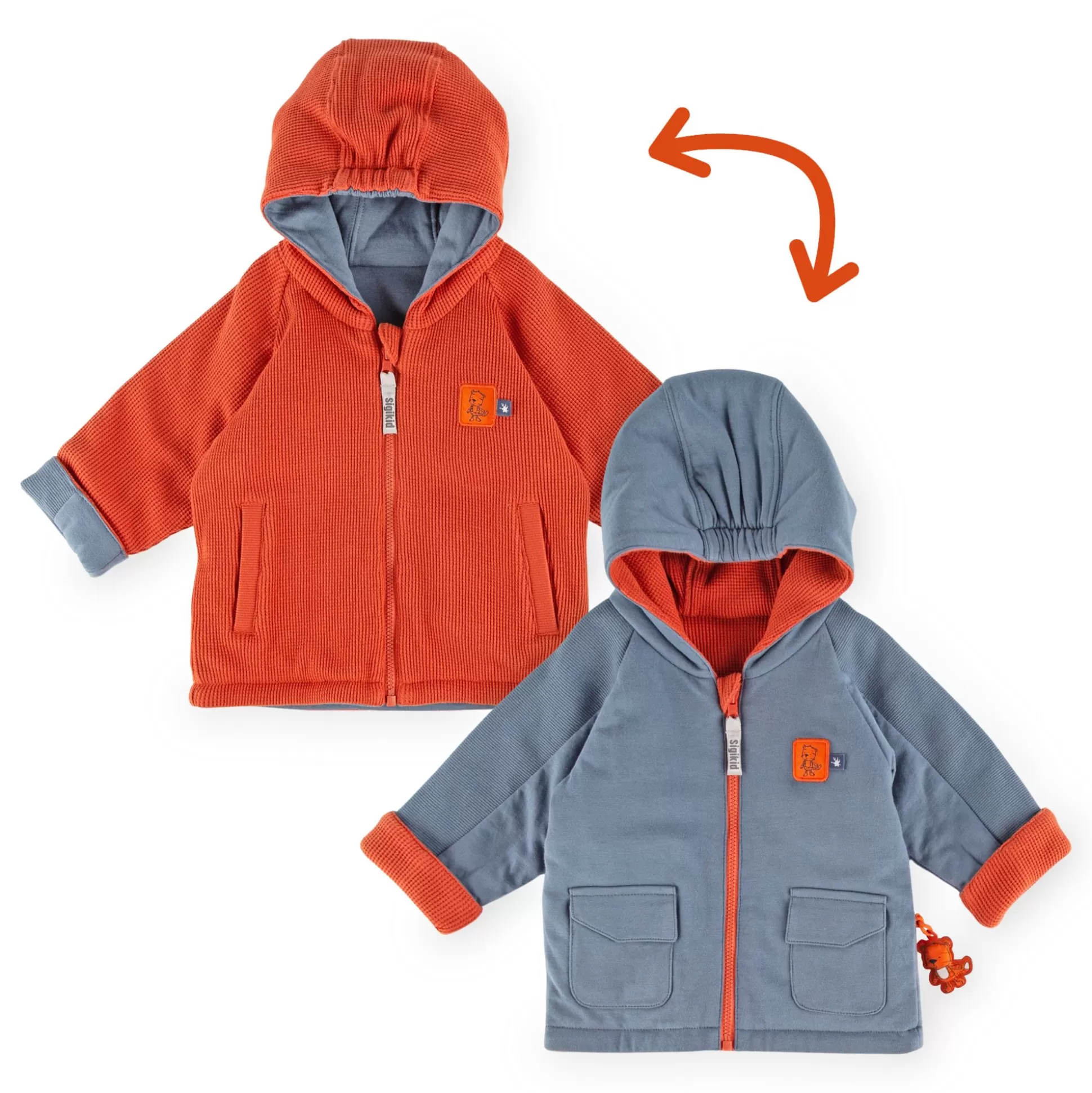 Bebe Sigikid Baby Wendejacke Wild Adventure, Orangerot Und Blau