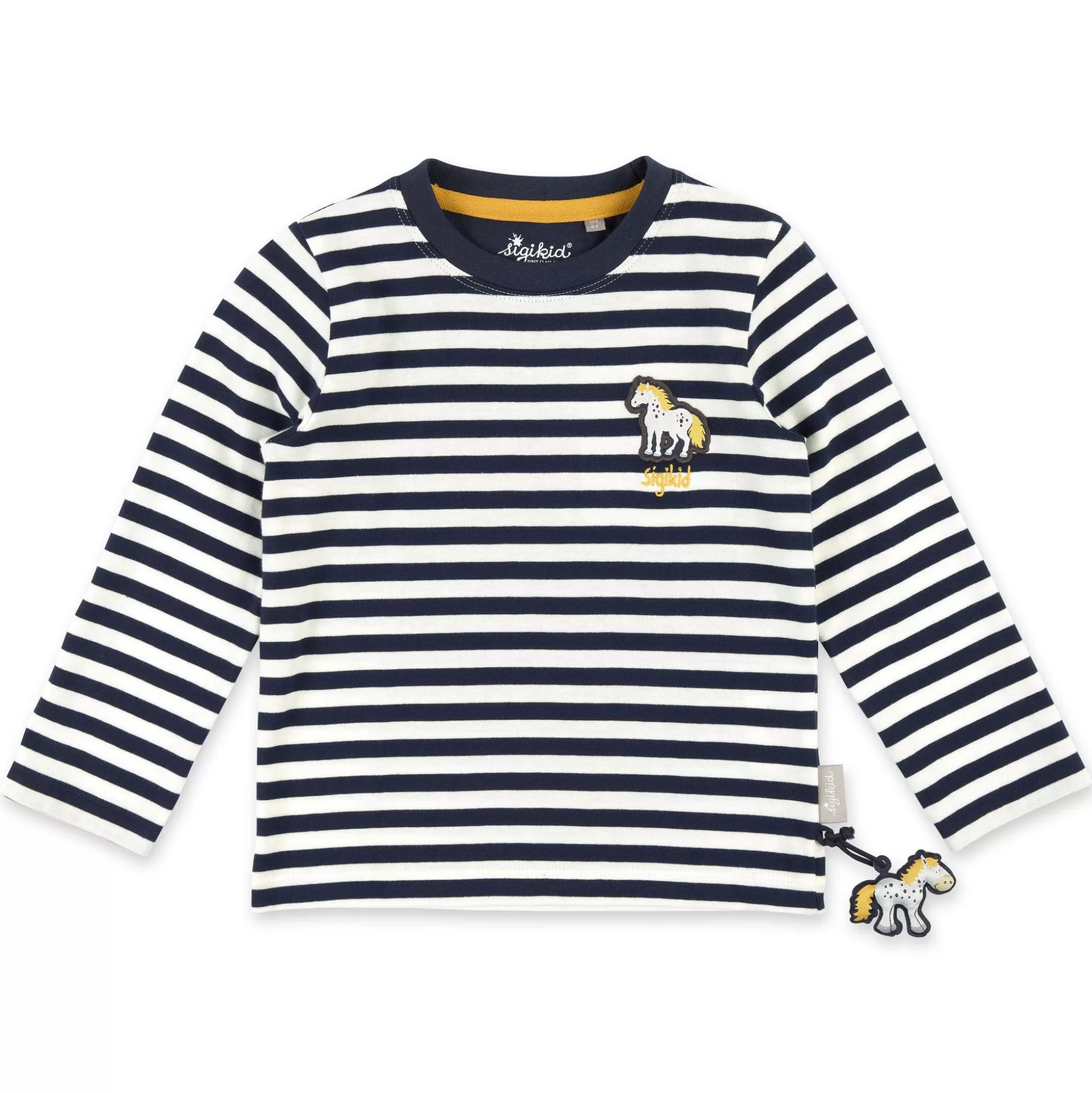 Bebe Sigikid Blau-Weis Geringeltes Kinder Langarmshirt Tupfen Pony