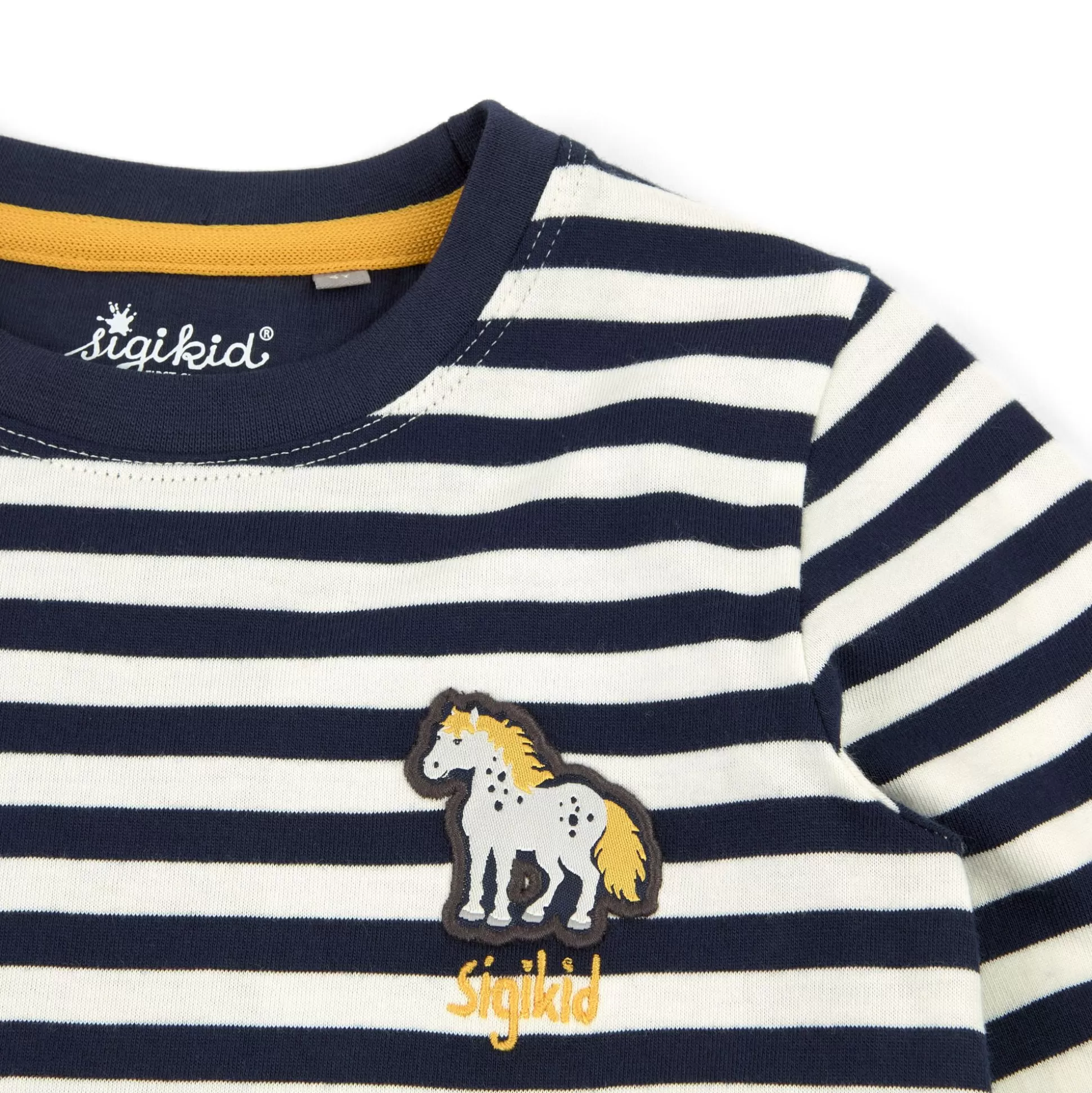 Bebe Sigikid Blau-Weis Geringeltes Kinder Langarmshirt Tupfen Pony