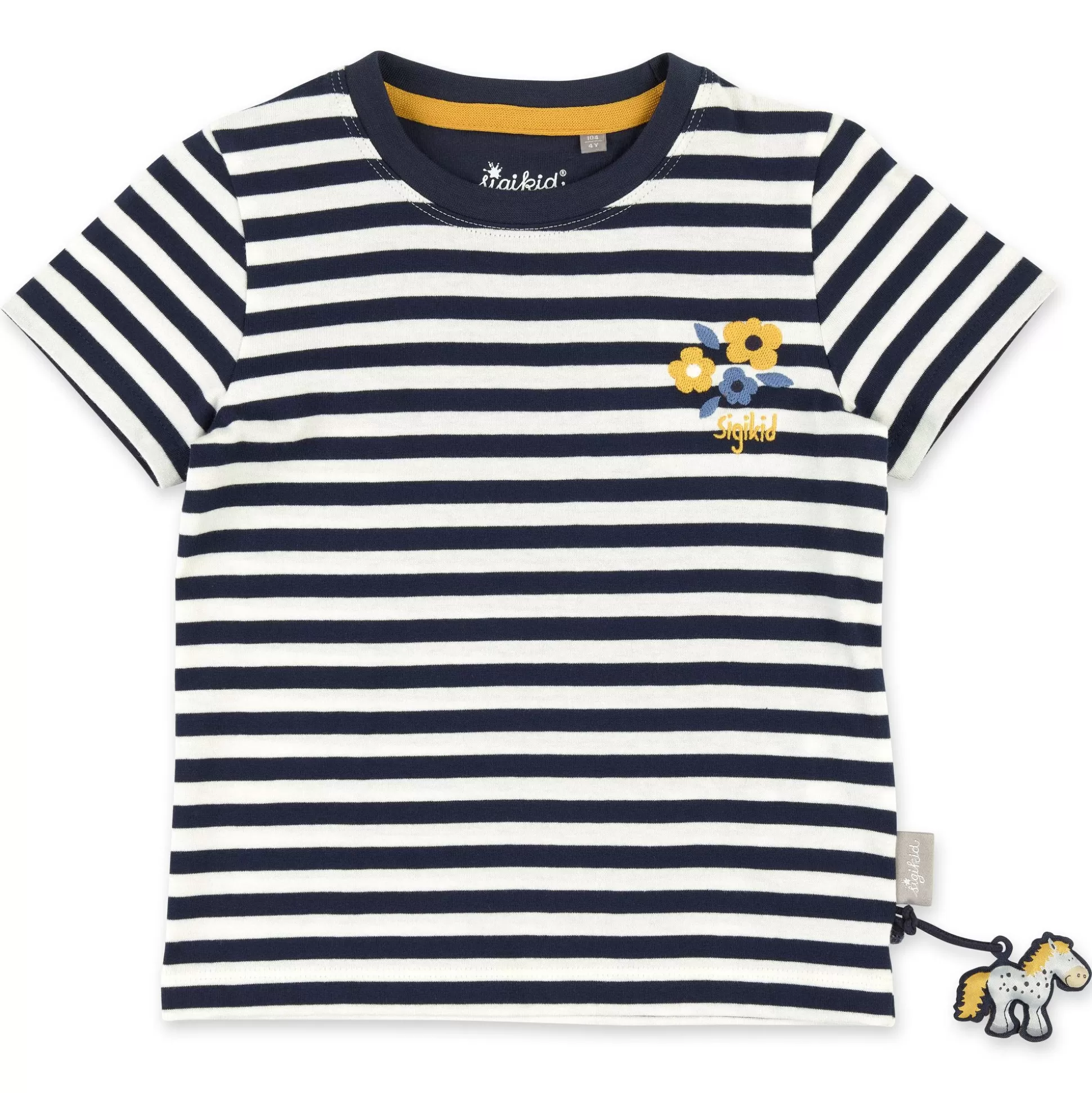 Bebe Sigikid Blau-Weis Geringeltes Kinder T-Shirt Mit Blumchen Bestic