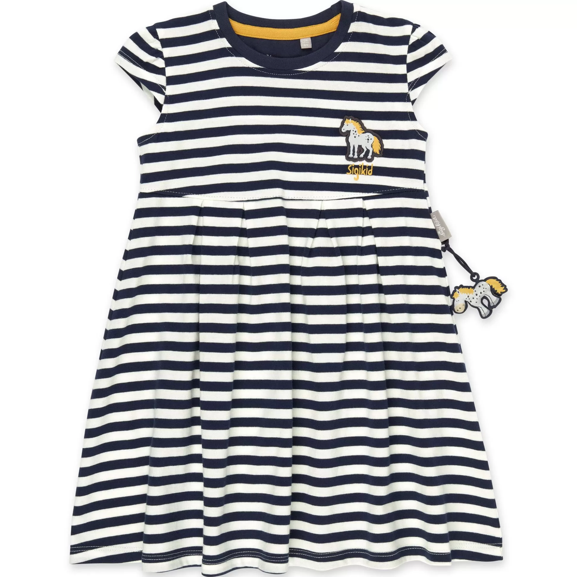 Bebe Sigikid Blau-Weis Geringeltes Kinderkleid Tupfen Pony