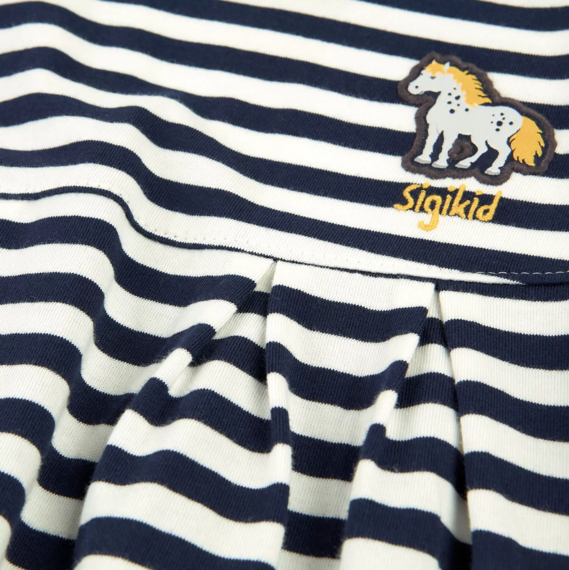 Bebe Sigikid Blau-Weis Geringeltes Kinderkleid Tupfen Pony