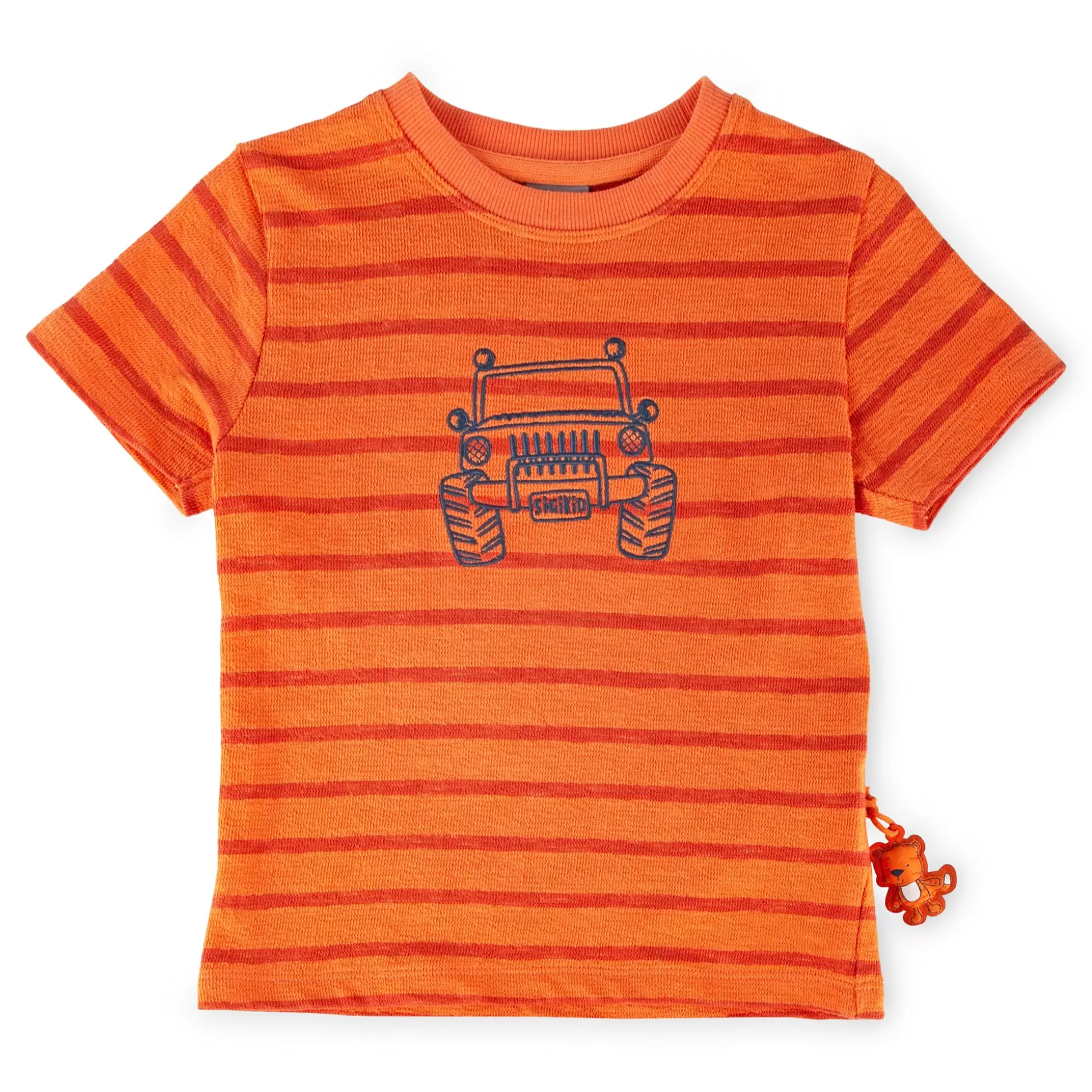 Bebe Sigikid Kinder Ringel T-Shirt Mit Jeep Motiv, Orange-Rot