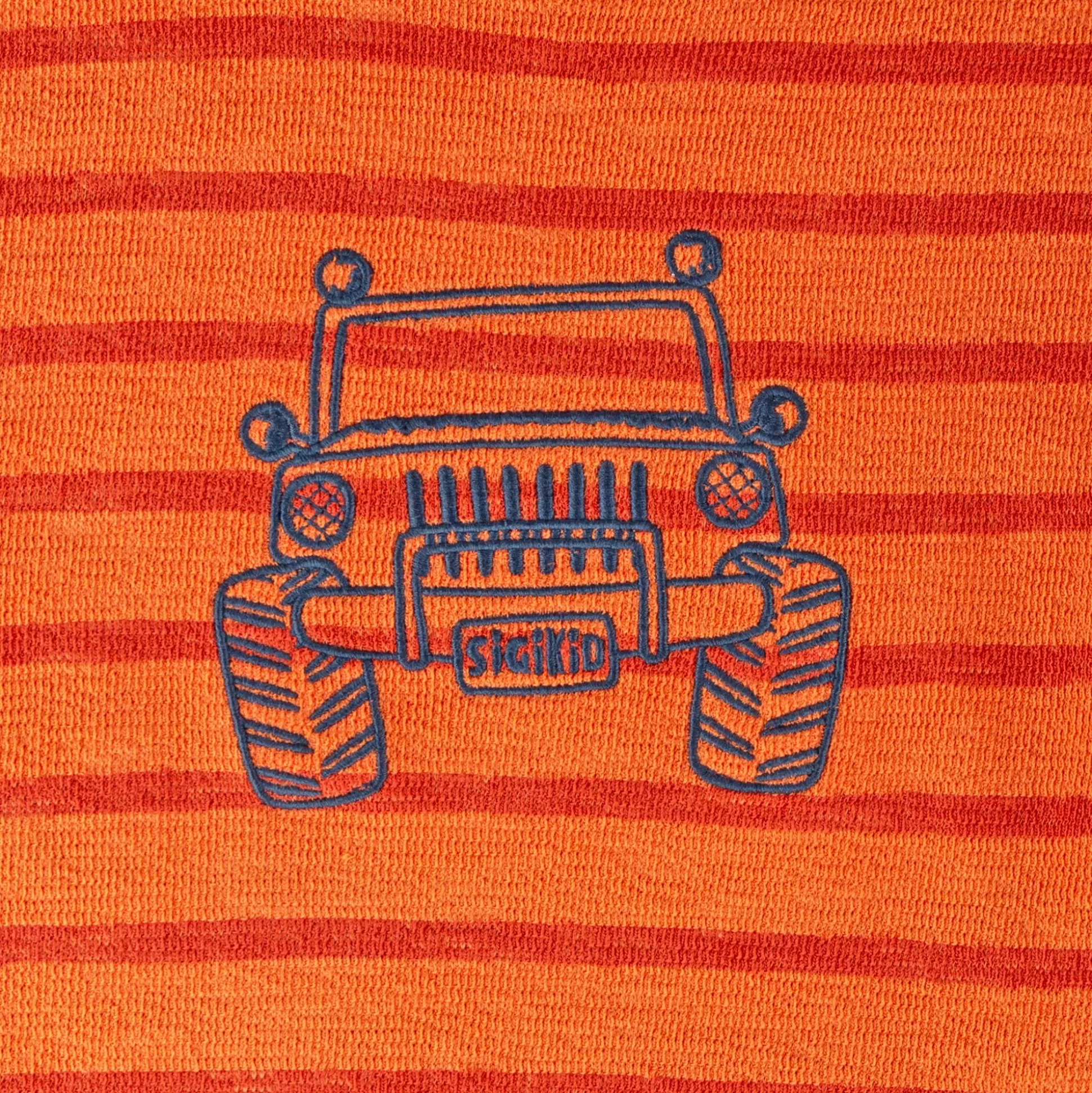 Bebe Sigikid Kinder Ringel T-Shirt Mit Jeep Motiv, Orange-Rot