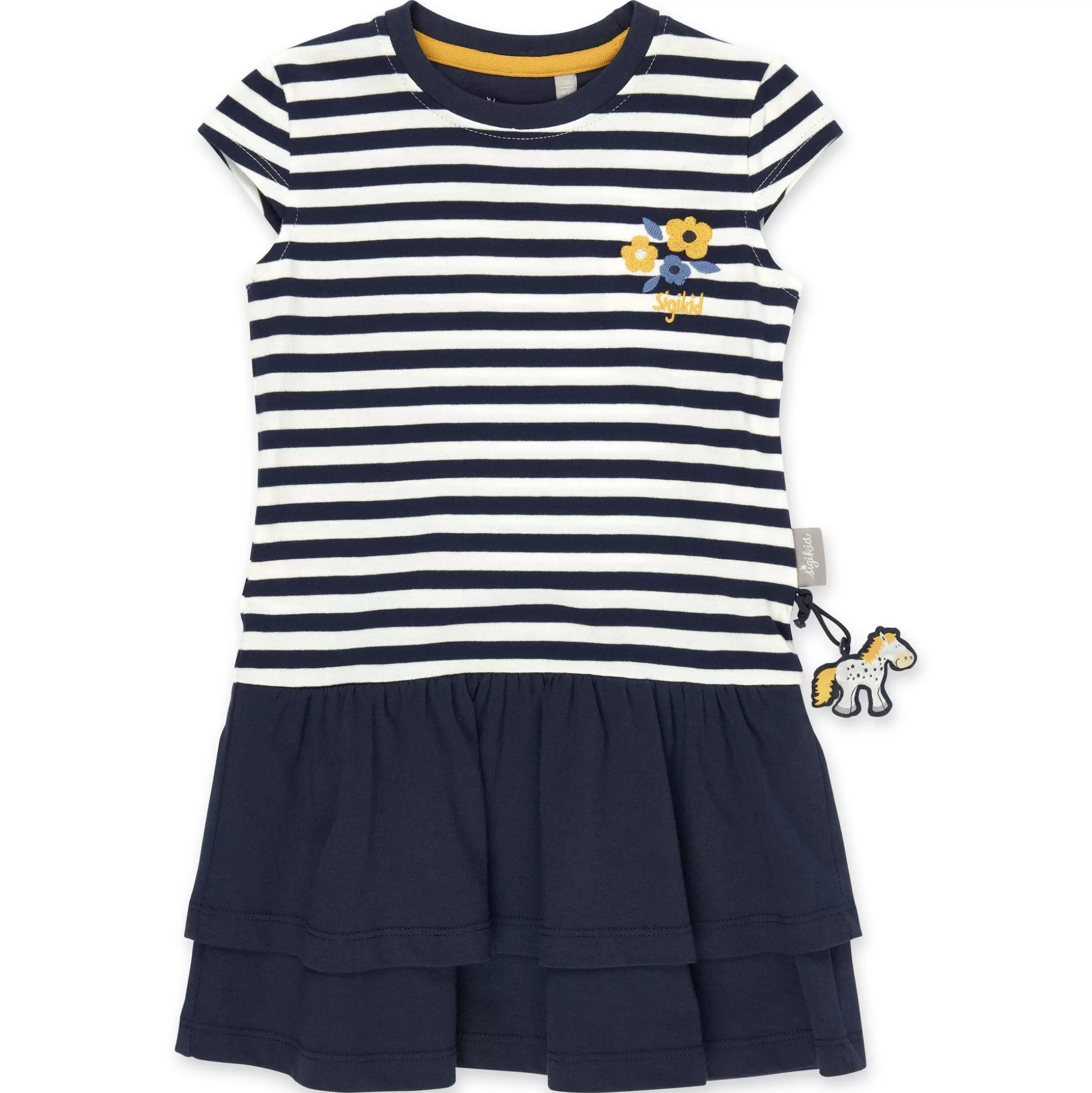 Bebe Sigikid Kinder Ringelkleid Mit Volants Und Blumchen Stickerei