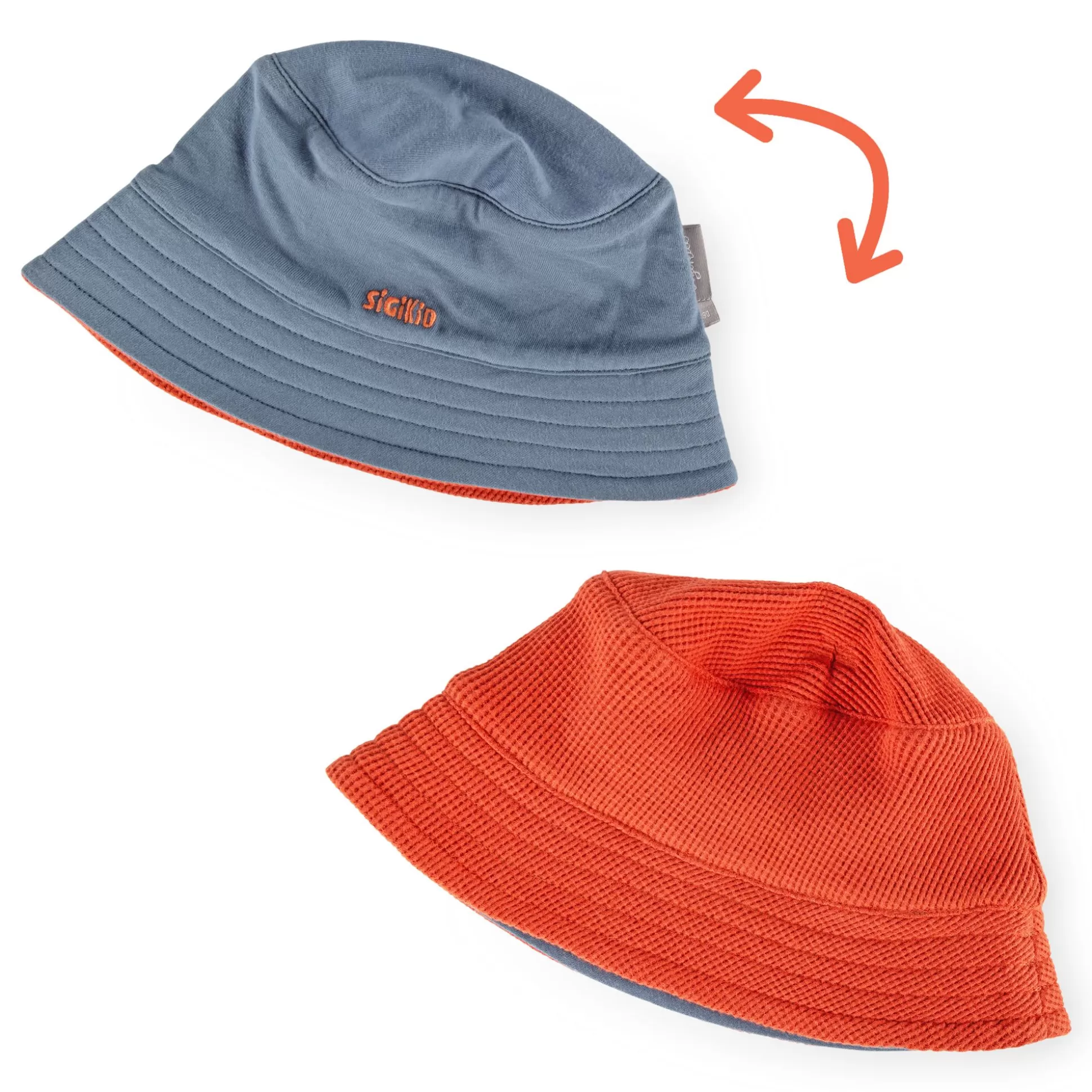 Bebe Sigikid Kinder Wende Sommerhut Mit Krempe, Orangerot-Blau