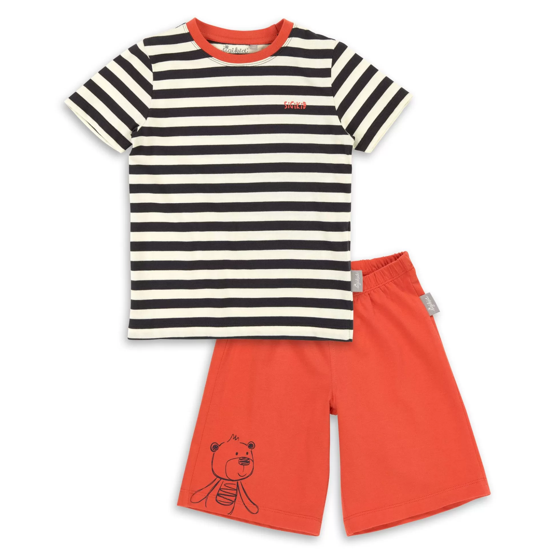 Bebe Sigikid Kurzer Kinder Sommer Schlafanzug Bar, Rot Und Schwarz-We