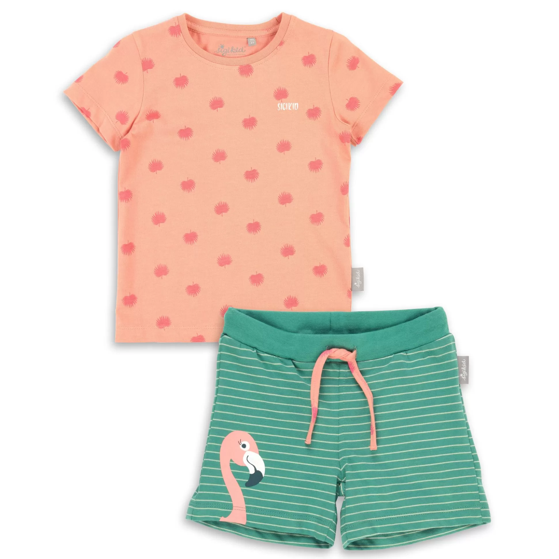 Bebe Sigikid Kurzer Kinder Sommer Schlafanzug Flamingo, Rosa-Grun