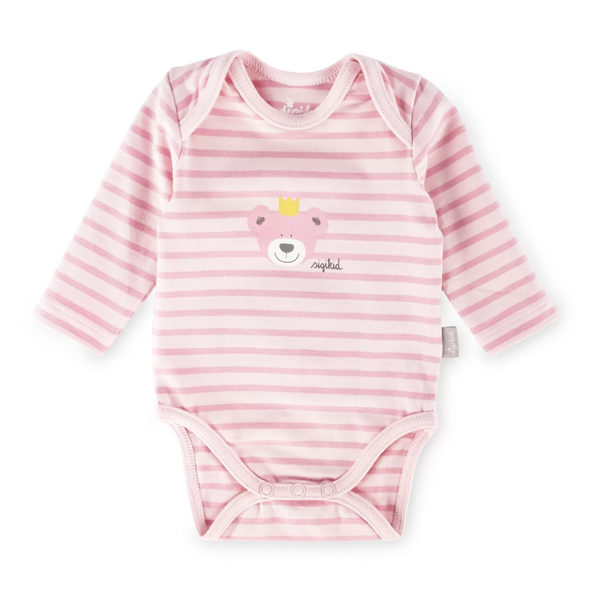 Bebe Sigikid Langarm Babybody Kronchen Bar, Rosa Geringelt