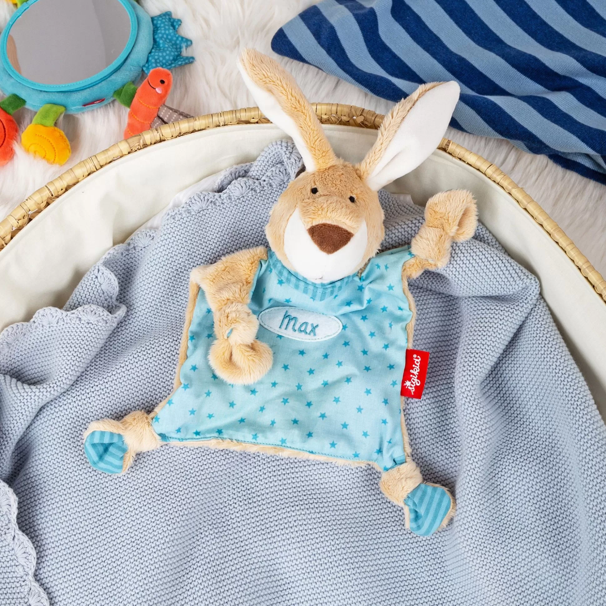 Bebe Sigikid Namensschnuffeltuch Hase Turkis