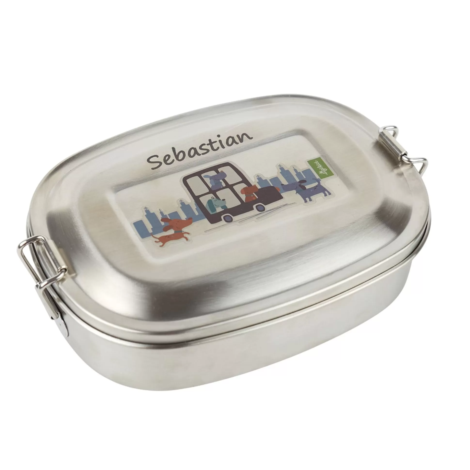 Bebe Sigikid Personalisierte Brotzeitdose Hund, Edelstahl, Green Coll